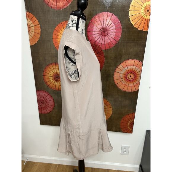 ALL SAINTS Rose Pink Silk Blend Asymmetric Dress Minimalist Avant Garde Sz 6 - Picture 2 of 5